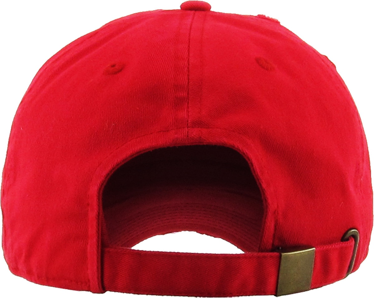 Red Distressed Vintage Baseball Cap Back View